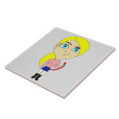 チビ(小さくかわいく書いた感じ)「悪い」女の子 タイル (側面)