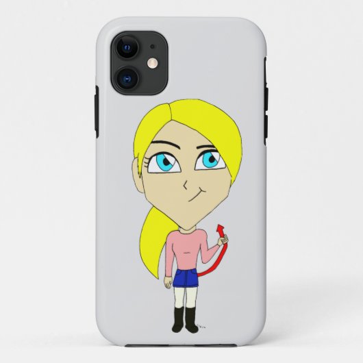 チビ（小さくかわいく書いた感じ）「悪い」女の子 Case-Mate iPhoneケース (裏面)