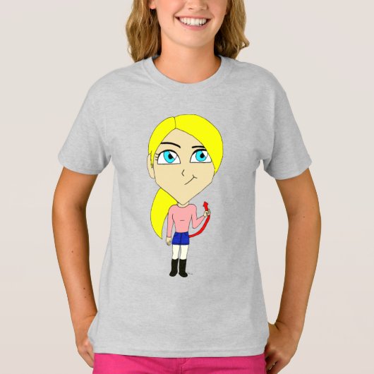 チビ（小さくかわいく書いた感じ）「悪い」女の子 Tシャツ (正面)