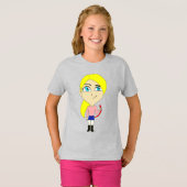 チビ（小さくかわいく書いた感じ）「悪い」女の子 Tシャツ (正面フル)