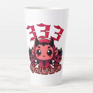 チビ(小さくかわいく書いた感じ)悪魔 – 333唯一の悪の半分の時間 カフェラテマグ