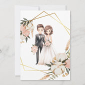 チビ(小さくかわいく書いた感じ)新郎と新婦結婚式招待状 招待状 (裏面)