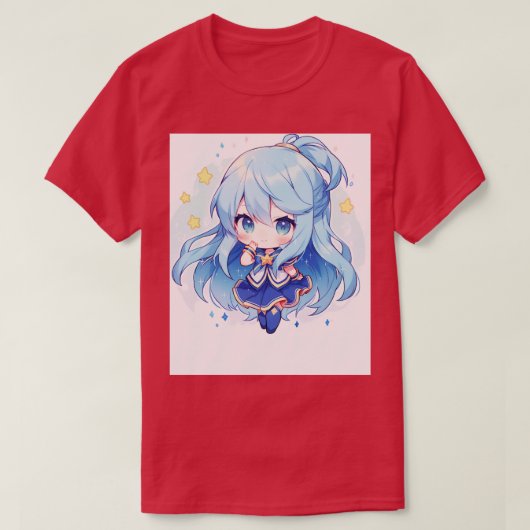 チビ（小さくかわいく書いた感じ）水1 Tシャツ (デザイン正面)
