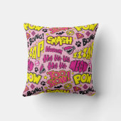 チビ（小さくかわいく書いた感じ）漫画のフレーズとロゴのパターン クッション (裏面)