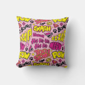 チビ（小さくかわいく書いた感じ）漫画のフレーズとロゴのパターン クッション (正面)