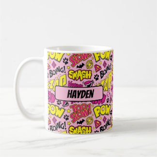 チビ（小さくかわいく書いた感じ）漫画フレーズとロゴパターン コーヒーマグカップ