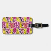 チビ(小さくかわいく書いた感じ)漫画フレーズとロゴパターン ラゲッジタグ (正面横)