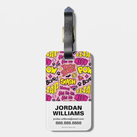 チビ（小さくかわいく書いた感じ）漫画フレーズとロゴパターン ラゲッジタグ (裏面縦)