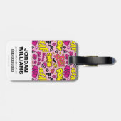 チビ(小さくかわいく書いた感じ)漫画フレーズとロゴパターン ラゲッジタグ (裏面横)