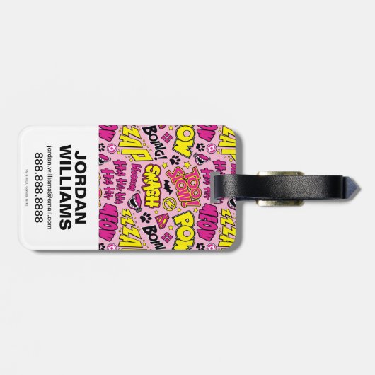 チビ（小さくかわいく書いた感じ）漫画フレーズとロゴパターン ラゲッジタグ (裏面横)