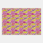 チビ(小さくかわいく書いた感じ)漫画フレーズとロゴパターン ラッピングペーパーシート (正面2)