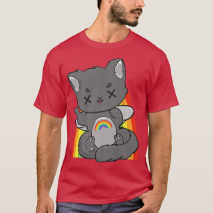 チビ(小さくかわいく書いた感じ)猫妖精ケイ夢かわいいアニメネコハラジ Tシャツ