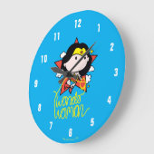 チビ（小さくかわいく書いた感じ）疑問に思ウ飛んでいるーマンとラッソ ラージ壁時計 (傾斜)