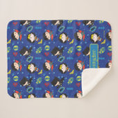 チビ(小さくかわいく書いた感じ)疑問に思女すごい男バットマン柄 シェルパブランケット (正面(横))