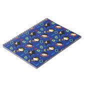 チビ（小さくかわいく書いた感じ）疑問に思女すごい男バットマン柄 ノートブック (左側)