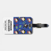 チビ（小さくかわいく書いた感じ）疑問に思女すごい男バットマン柄 ラゲッジタグ (裏面横)