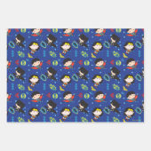 チビ(小さくかわいく書いた感じ)疑問に思女すごい男バットマン柄 ラッピングペーパーシート (正面2)