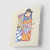 チビ(小さくかわいく書いた感じ)疑問に思女性|サッシーパンツをはいています! スクエア壁時計 (傾斜)