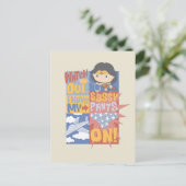 チビ(小さくかわいく書いた感じ)疑問に思女性 | Sassyパンツをはいてる! ポストカード (スタンド正面)