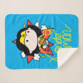 チビ(小さくかわいく書いた感じ)疑問に思投げ飛んでいる縄付き女性 シェルパブランケット (正面(横))