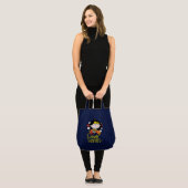 チビ(小さくかわいく書いた感じ)疑問に思投げ飛んでいる縄付き女性 トートバッグ (正面(モデル))