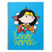 チビ(小さくかわいく書いた感じ)疑問に思投げ飛んでいる縄付き女性 ノートブック (正面)