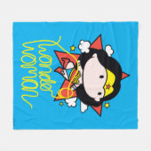 チビ(小さくかわいく書いた感じ)疑問に思投げ飛んでいる縄付き女性 フリースブランケット (正面(横))