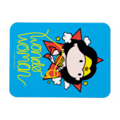 チビ(小さくかわいく書いた感じ)疑問に思投げ飛んでいる縄付き女性 マグネット (横)