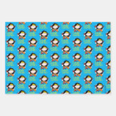 チビ(小さくかわいく書いた感じ)疑問に思投げ飛んでいる縄付き女性 ラッピングペーパーシート (正面)