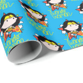 チビ(小さくかわいく書いた感じ)疑問に思投げ飛んでいる縄付き女性 ラッピングペーパー (ロールコーナー)