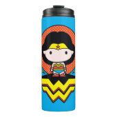 チビ(小さくかわいく書いた感じ)疑問に思水玉模様とロゴ付き女性 タンブラー (正面)