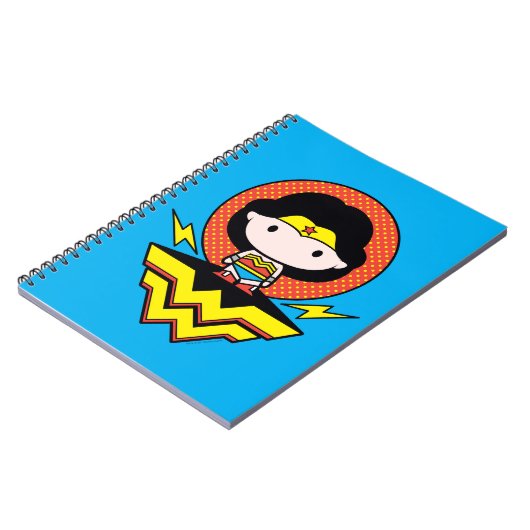 チビ(小さくかわいく書いた感じ)疑問に思水玉模様とロゴ付き女性 ノートブック (左側)