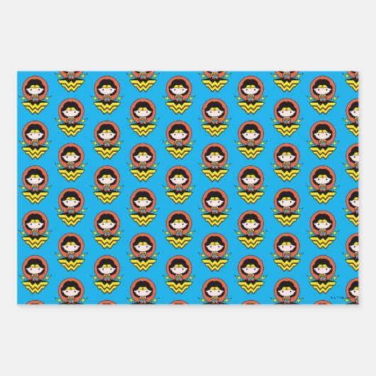 チビ(小さくかわいく書いた感じ)疑問に思水玉模様とロゴ付き女性 ラッピングペーパーシート (正面3)