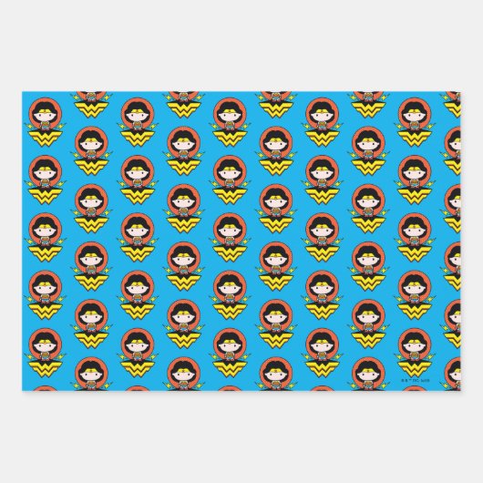 チビ(小さくかわいく書いた感じ)疑問に思水玉模様とロゴ付き女性 ラッピングペーパーシート (正面)