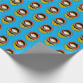 チビ(小さくかわいく書いた感じ)疑問に思水玉模様とロゴ付き女性 ラッピングペーパー (角)