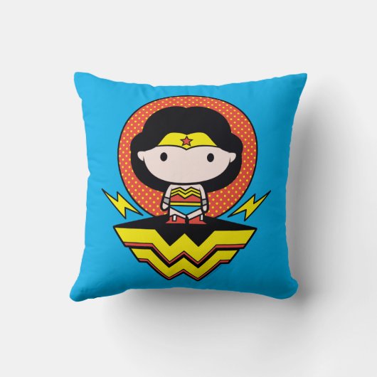 チビ（小さくかわいく書いた感じ）疑問に思・水玉模様 クッション (裏面)