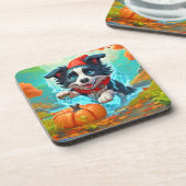 チビ（小さくかわいく書いた感じ）縁ど忍者ドッグ： Epic Art コースター (左側)