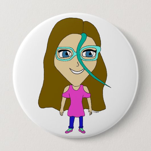 チビ(小さくかわいく書いた感じ) 缶バッジ (正面)