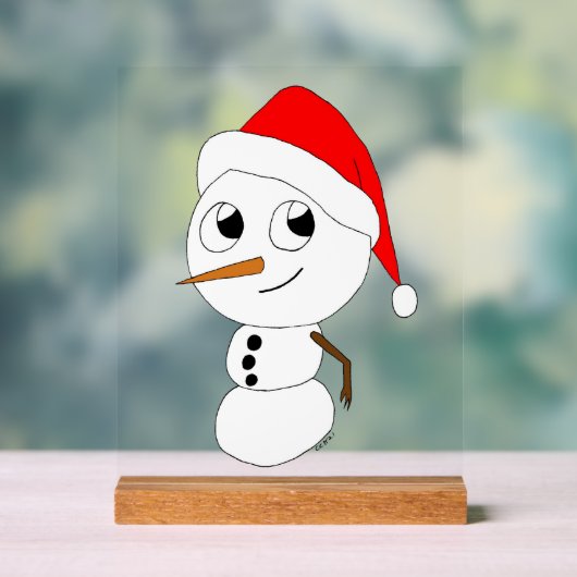 チビ（小さくかわいく書いた感じ）雪だるま アクリルサイン (ニュートラル)