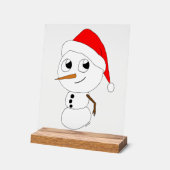 チビ（小さくかわいく書いた感じ）雪だるま アクリルサイン (傾斜)