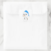 チビ（小さくかわいく書いた感じ）雪だるま スクエアシール (バッグ)