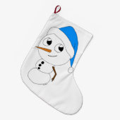 チビ（小さくかわいく書いた感じ）雪だるま ラージクリスマスストッキング (正面 (吊り時))