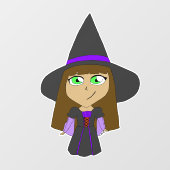 チビ（小さくかわいく書いた感じ）魔女 ウィンドウサイン (シート)