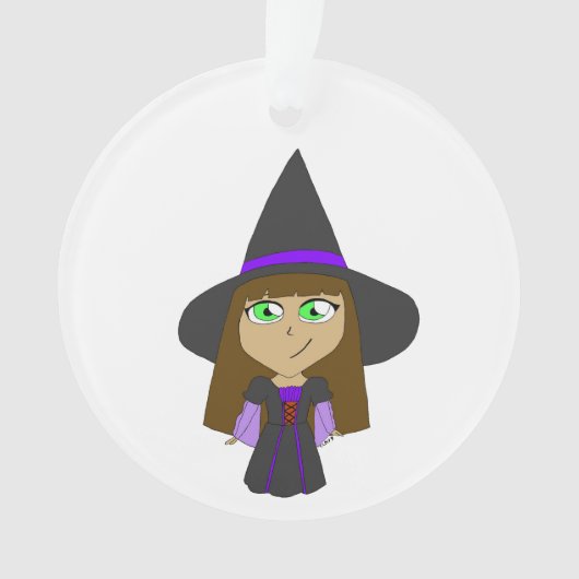 チビ（小さくかわいく書いた感じ）魔女 オーナメント (正面)