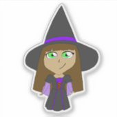 チビ（小さくかわいく書いた感じ）魔女 シール (正面)