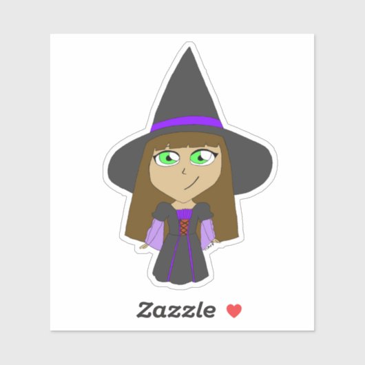 チビ（小さくかわいく書いた感じ）魔女 シール (シート)