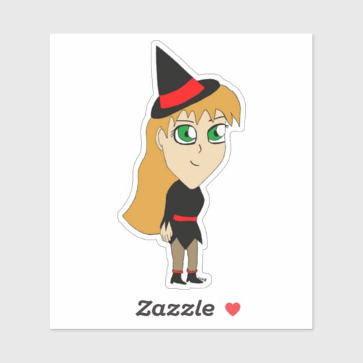 チビ（小さくかわいく書いた感じ）魔女 シール (シート)