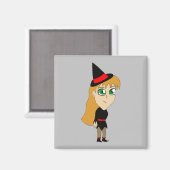 チビ（小さくかわいく書いた感じ）魔女 マグネット (正面/裏面)