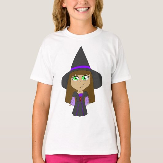 チビ（小さくかわいく書いた感じ）魔女 Tシャツ (正面)