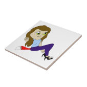 チビ（小さくかわいく書いた感じ）foxy女の子セラミックタイル タイル (側面)